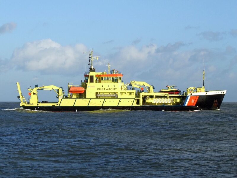 Yellow Coast Guard Vessel — Calm, Afternoon
