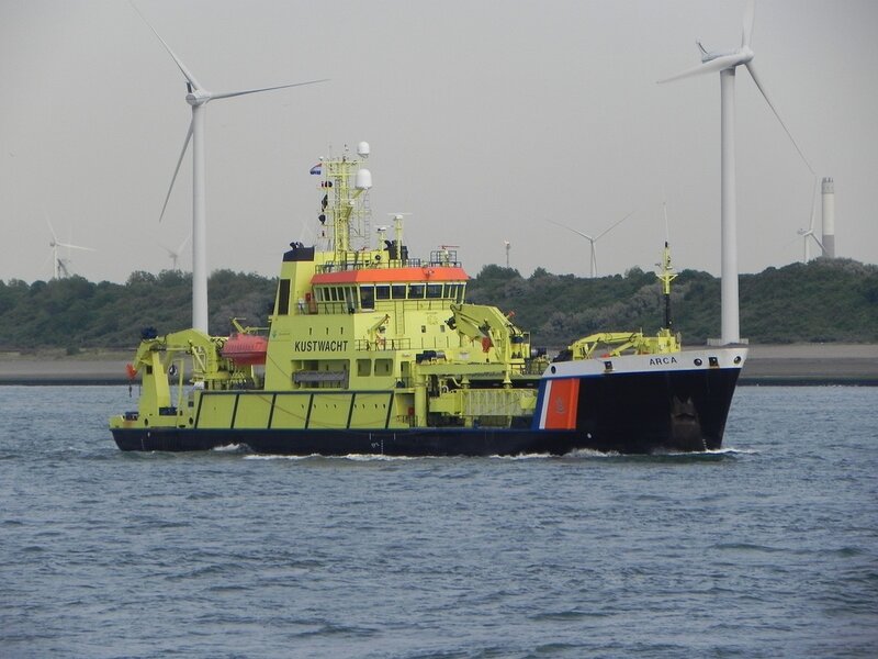 Yellow Coast Guard Vessel — Overcast