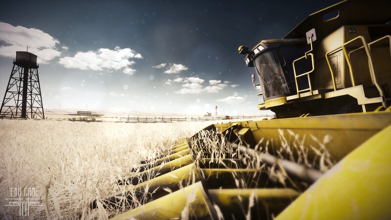 Yellow Combine Harvester — Dramatic