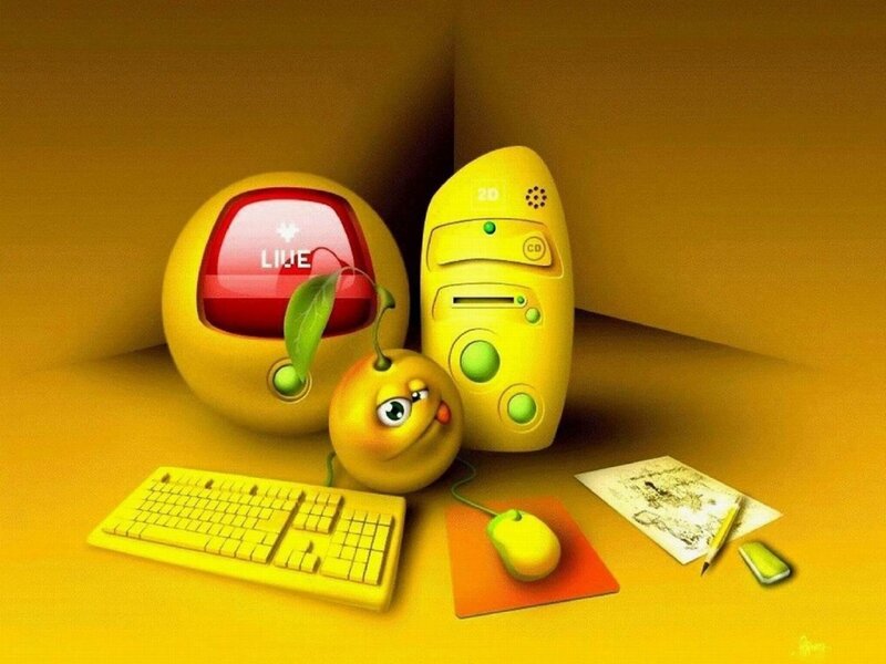 Yellow Computer Setup — Playful, Digital Art