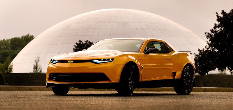 Yellow Concept Car — Dramatic, Afternoon, Photograph, Dome Structure