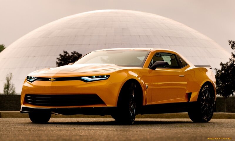 Yellow Concept Car — Dramatic, Afternoon, Photograph, Dome Structure, Trees, Road