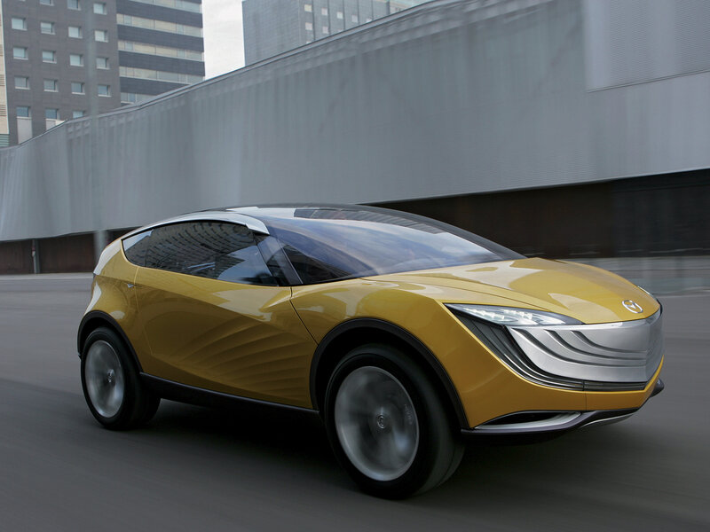 yellow concept car in city