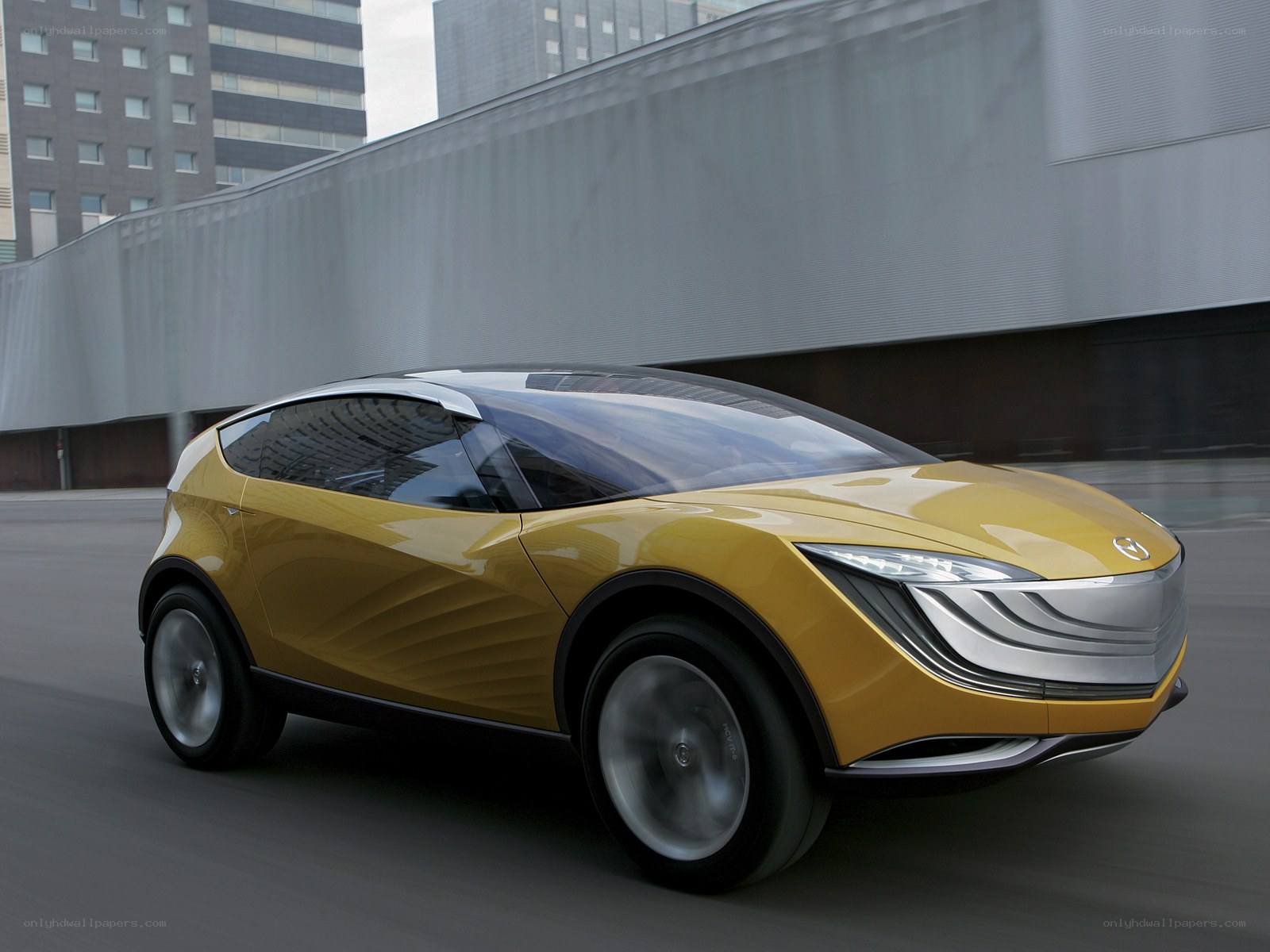 yellow concept car in city