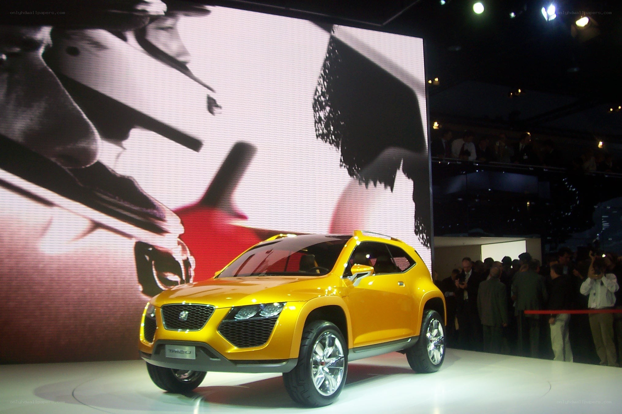 Yellow concept car on display