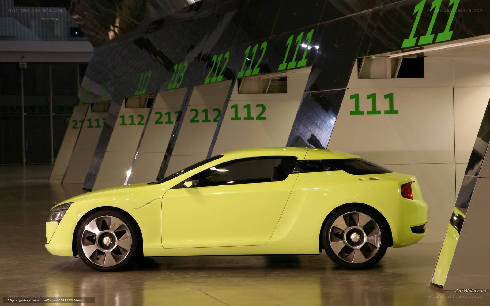 Yellow concept car on display
