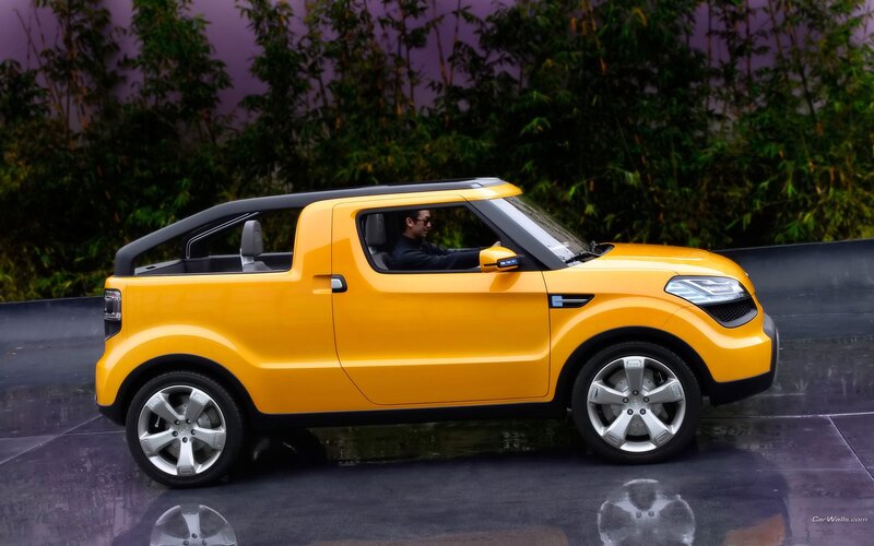 Yellow concept car with driver