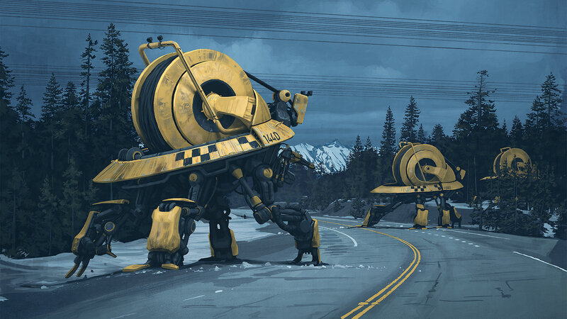 Yellow Construction Robots