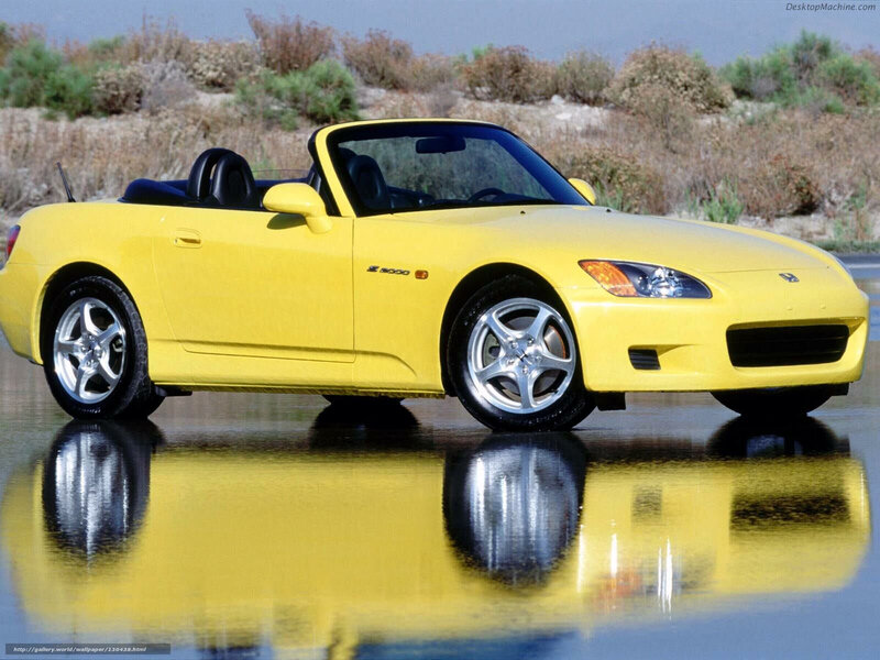 Yellow Convertible Car — Calm, Afternoon, Photograph, Water