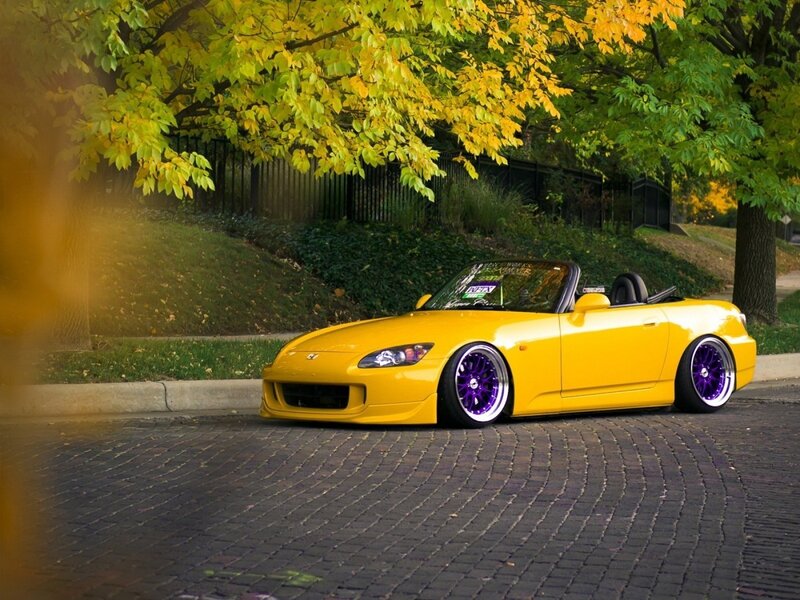 Yellow Convertible Car — Calm, Autumn, Photograph