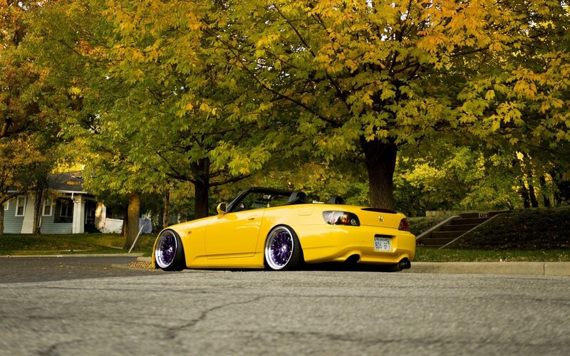 Yellow Convertible Car — Calm, Autumn