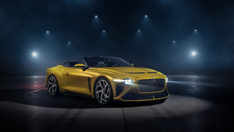 Yellow Convertible Car — Dramatic, Night, Photograph