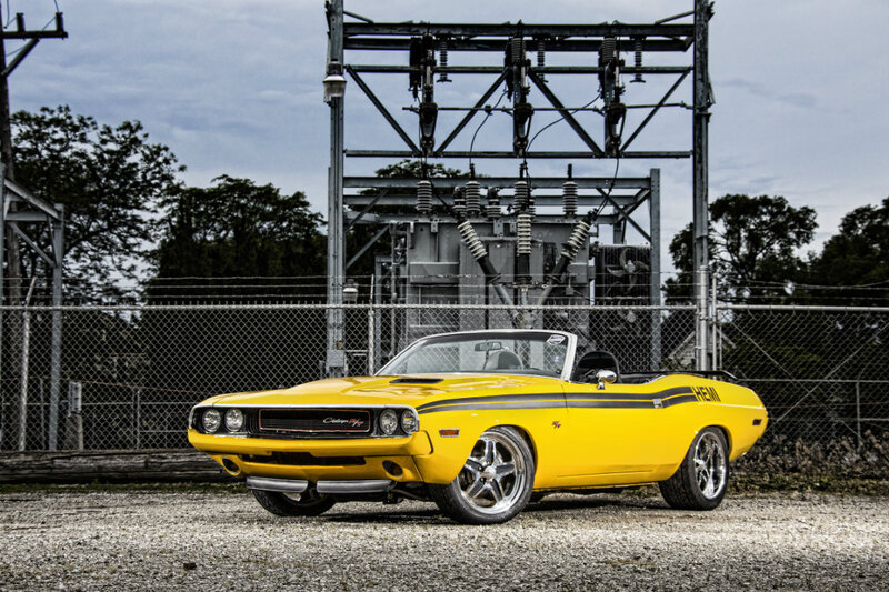 Yellow Convertible Car — Dramatic, Photograph, Fence
