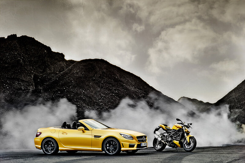 Yellow Convertible Car — Dramatic, Photograph