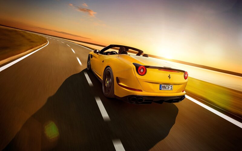 Yellow Convertible Car — Dynamic, Sunset
