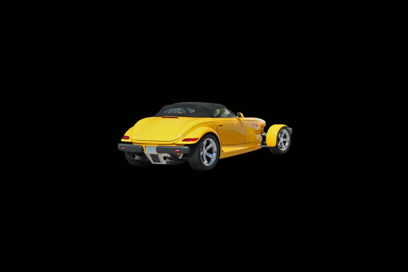 Yellow Convertible Car — Neutral, Photograph, Black Soft Top