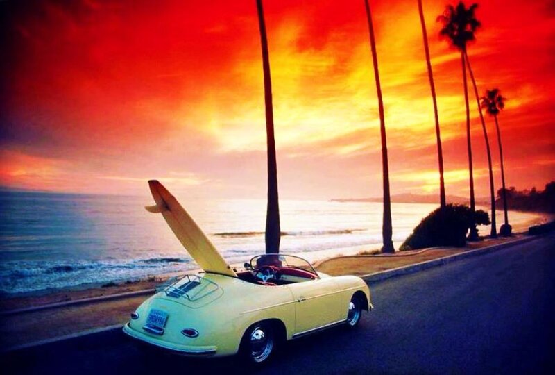 Yellow Convertible Car — Red