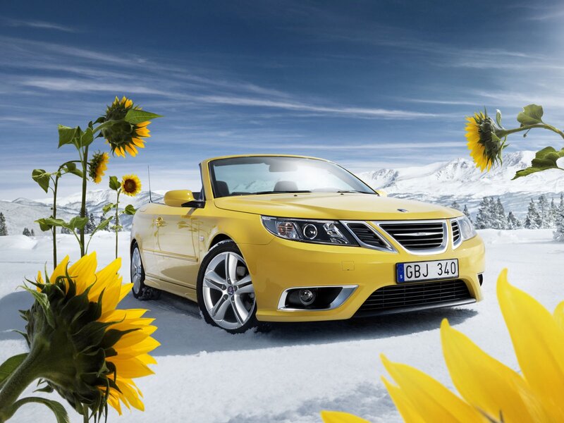 Yellow Convertible Car — Serene, Winter
