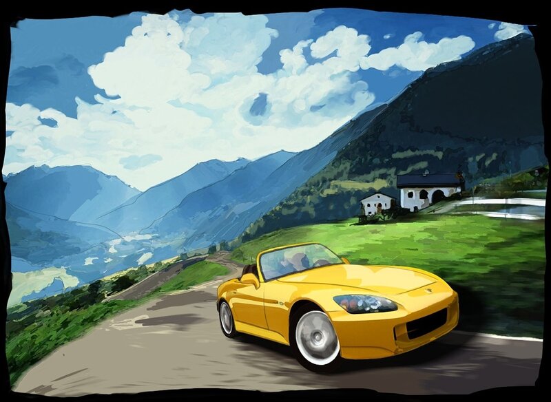 Yellow Convertible Car