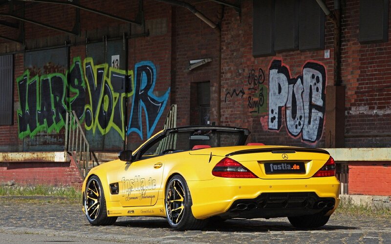 Yellow Convertible Car — Urban, Afternoon, Photograph, Graffiti Wall