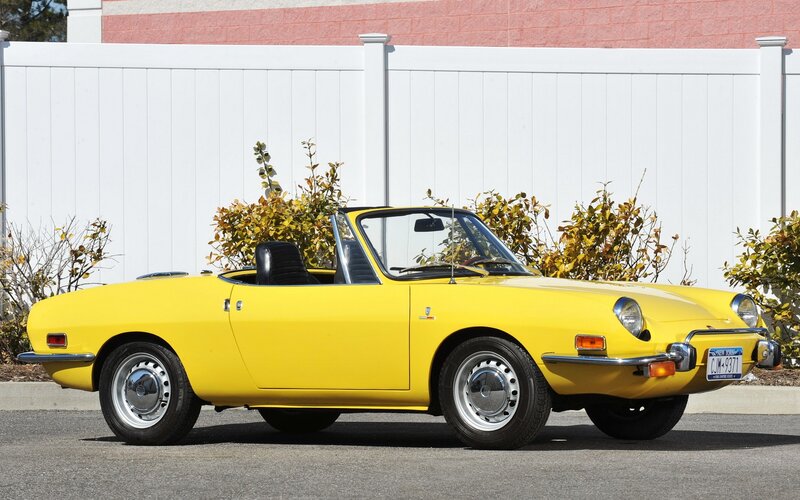 Yellow convertible sports car