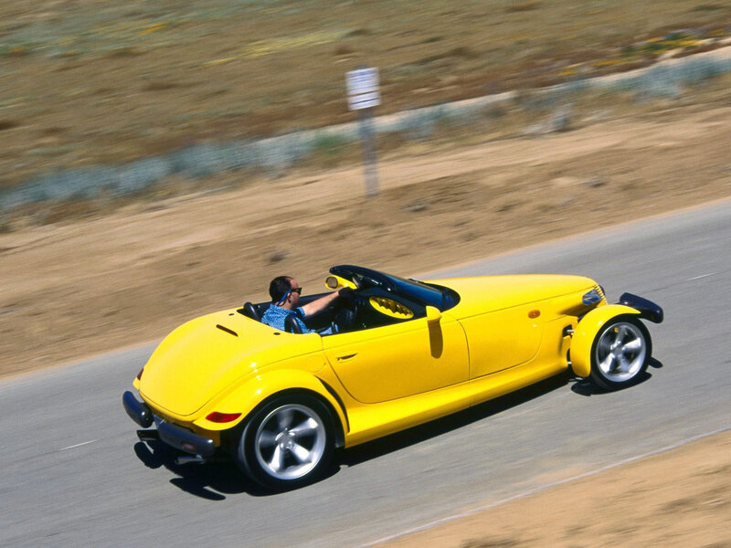 Yellow convertible sports car