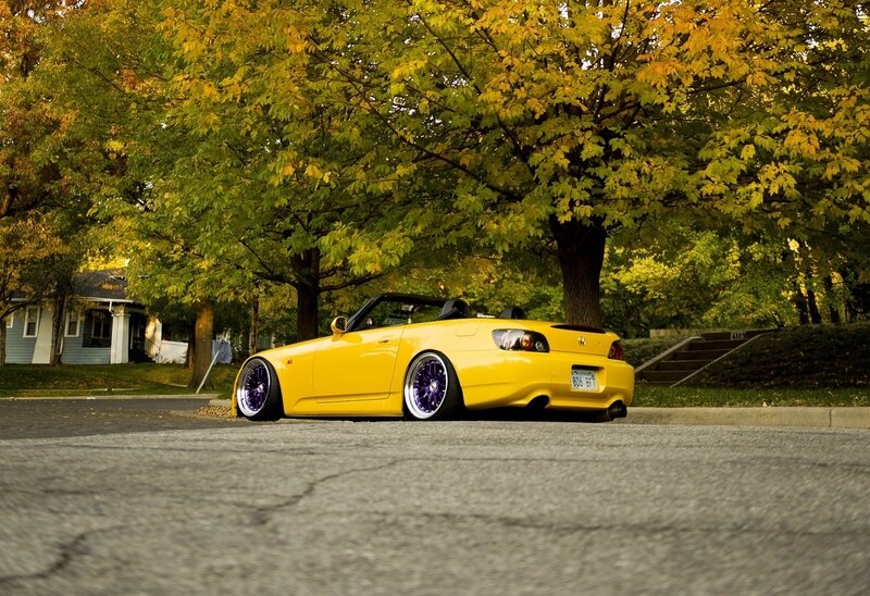 Yellow convertible sports car