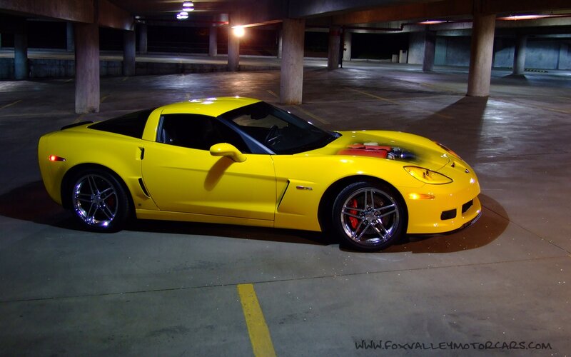 Yellow Corvette C6 — Dramatic, Night
