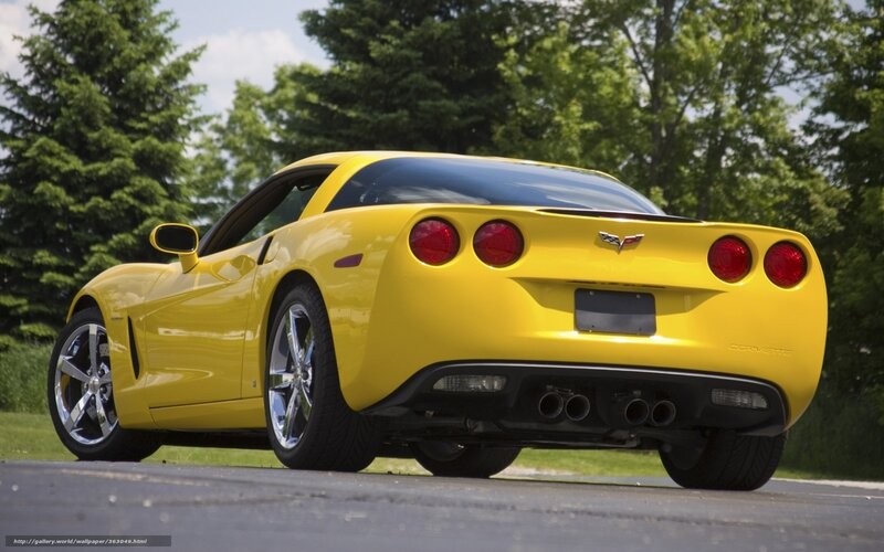 Yellow Corvette Car — Calm, Afternoon, Photograph
