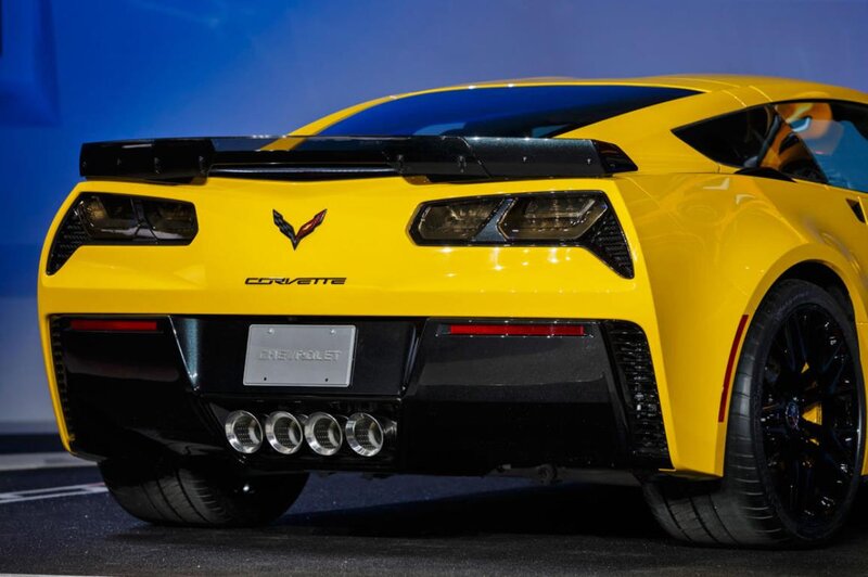 Yellow Corvette Car — Dramatic, Photograph, Rear View