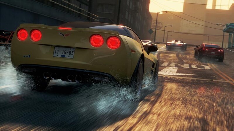 Yellow Corvette Car — Dynamic, Sunset