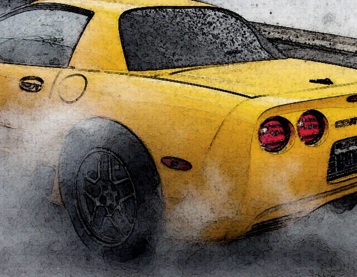 yellow corvette car