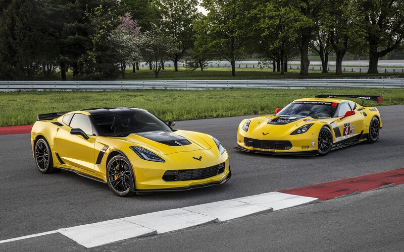 Yellow Corvette Cars — Dynamic, Afternoon, Photograph