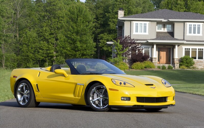 yellow corvette convertible