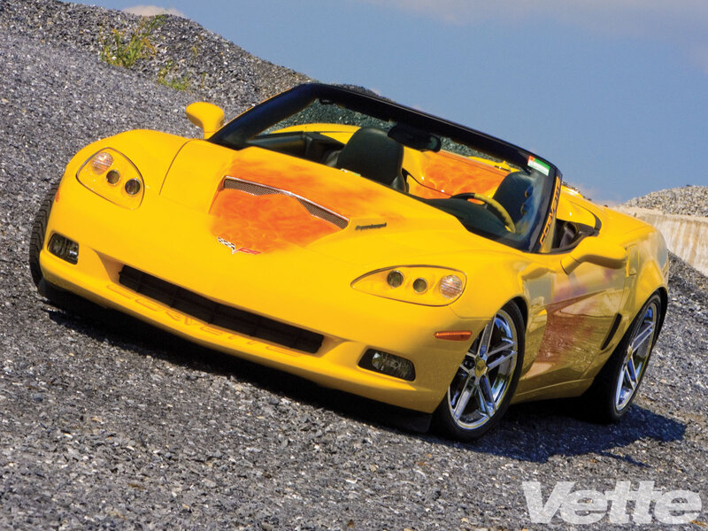 Yellow Corvette Convertible — Dramatic