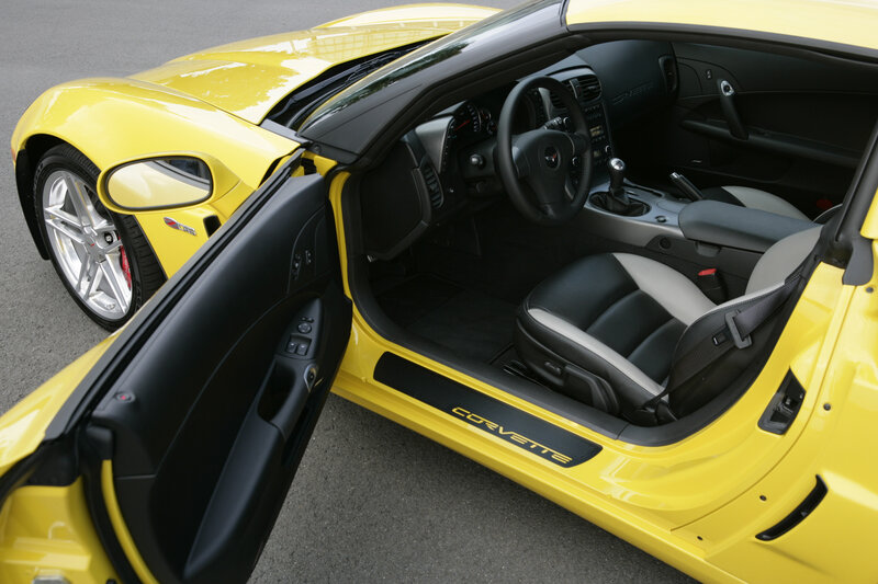 Yellow Corvette interior view