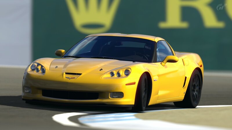 Yellow Corvette on Track — Dynamic, Afternoon, 3d Render, Race Car