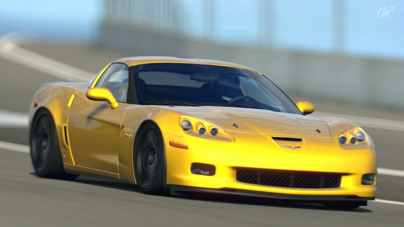 yellow corvette on track