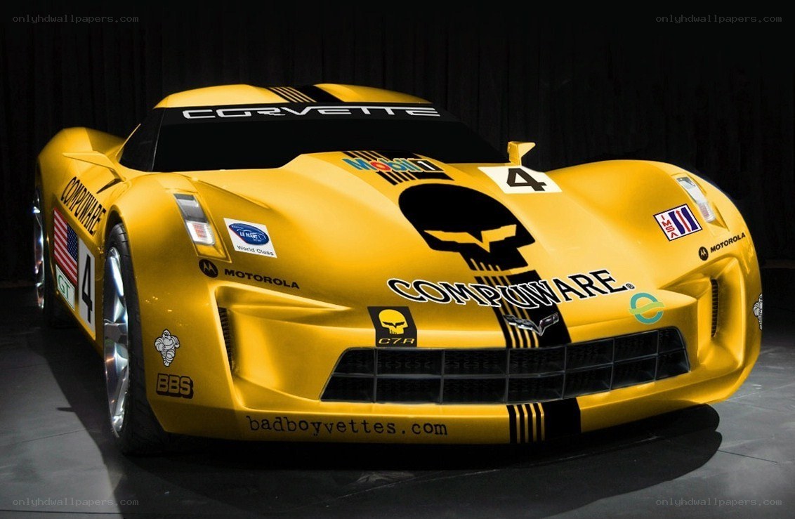 Yellow Corvette race car