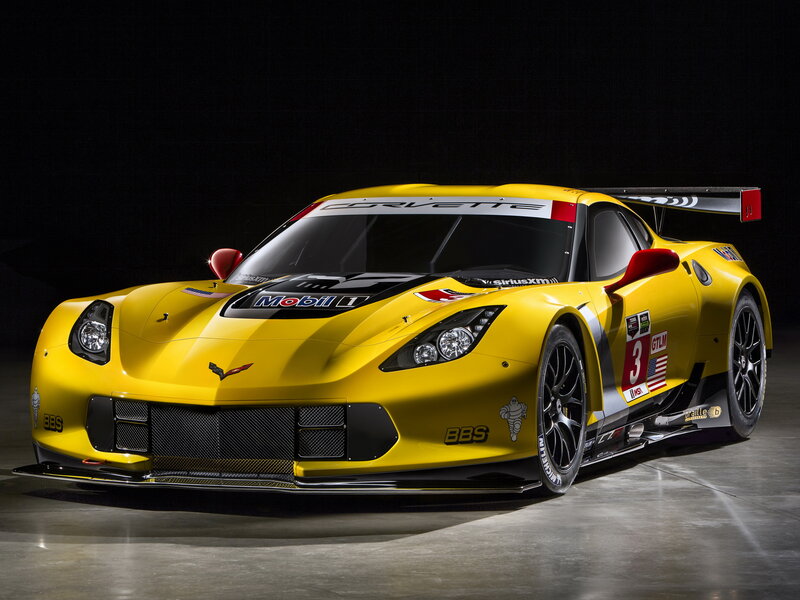 Yellow Corvette Race Car — Dramatic