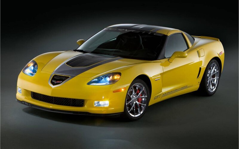Yellow Corvette sports car