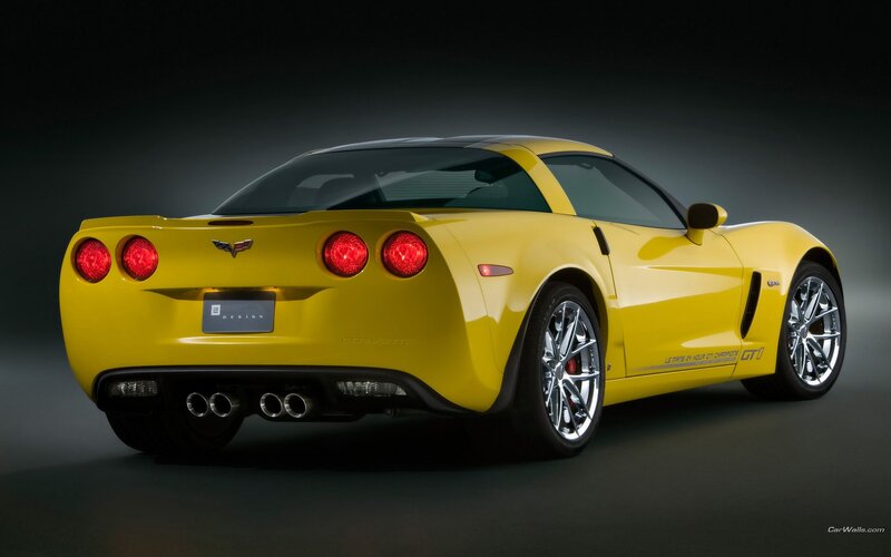 yellow corvette sports car
