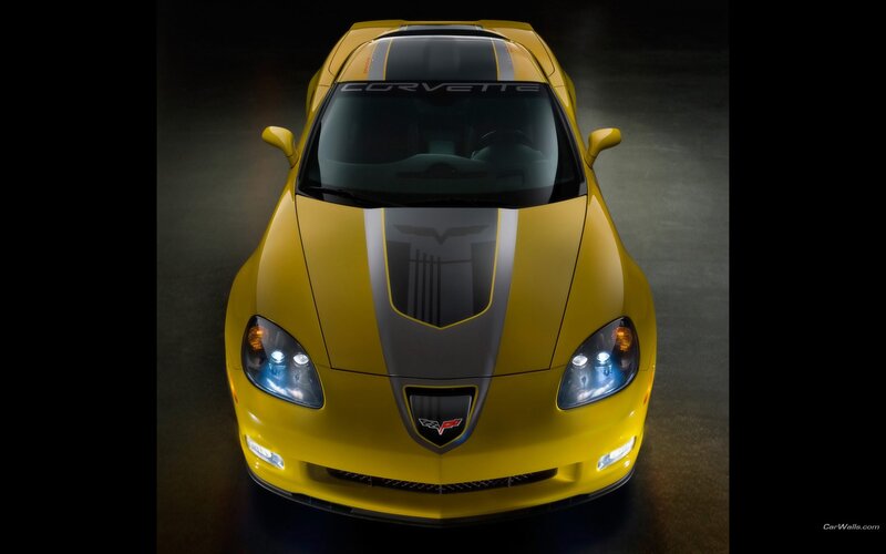 yellow corvette sports car