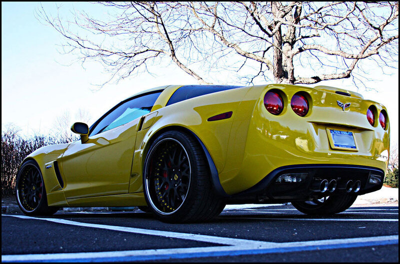 yellow corvette sports car