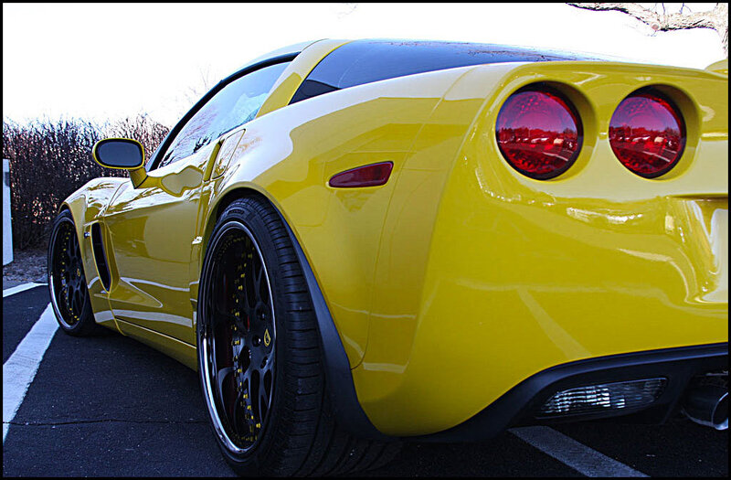 yellow corvette sports car