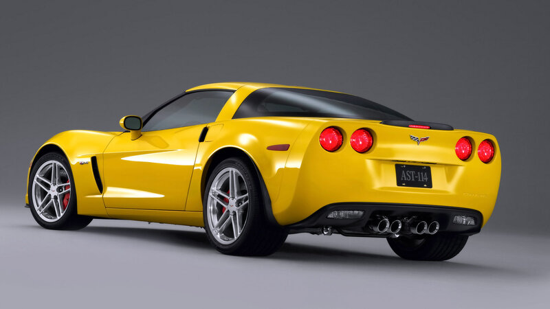 Yellow Corvette Sports Car — Dramatic, Photograph, Red Brake Calipers
