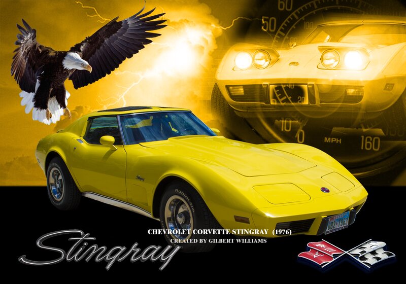 Yellow Corvette Stingray — Dramatic, Digital Art
