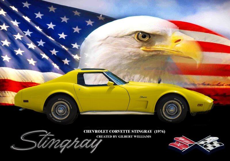 Yellow Corvette Stingray — Patriotic