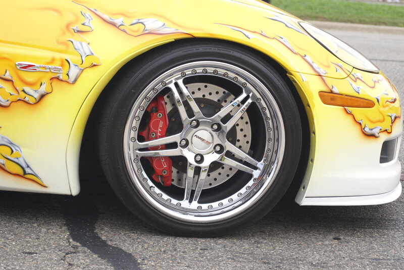 Yellow Corvette with Flame Decals