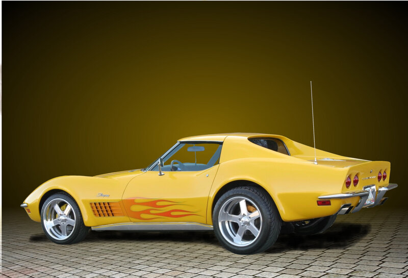 Yellow Corvette with Flames